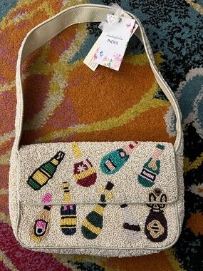 NWT Viral Champagne Beaded Shoulder Bag
